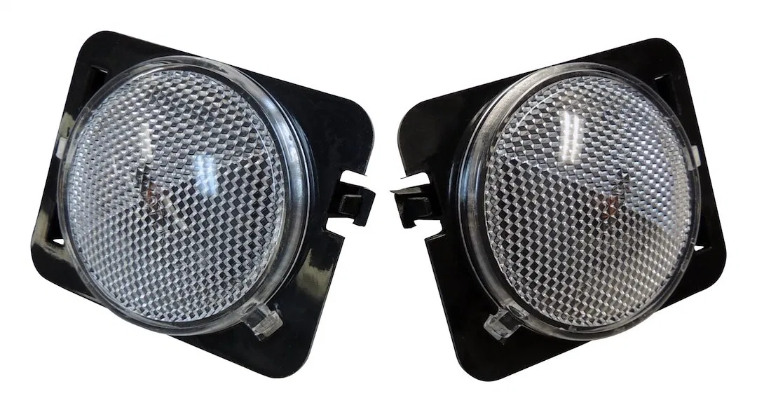 RT28028 – CROWN AUTO Side Marker Light, Fender Mount Clear Lens Amber Bulbs Set Of 2